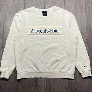 A24 White/off-white 'A Twenty-Four' Patch Crew Neck Sweatshirt Size Medium